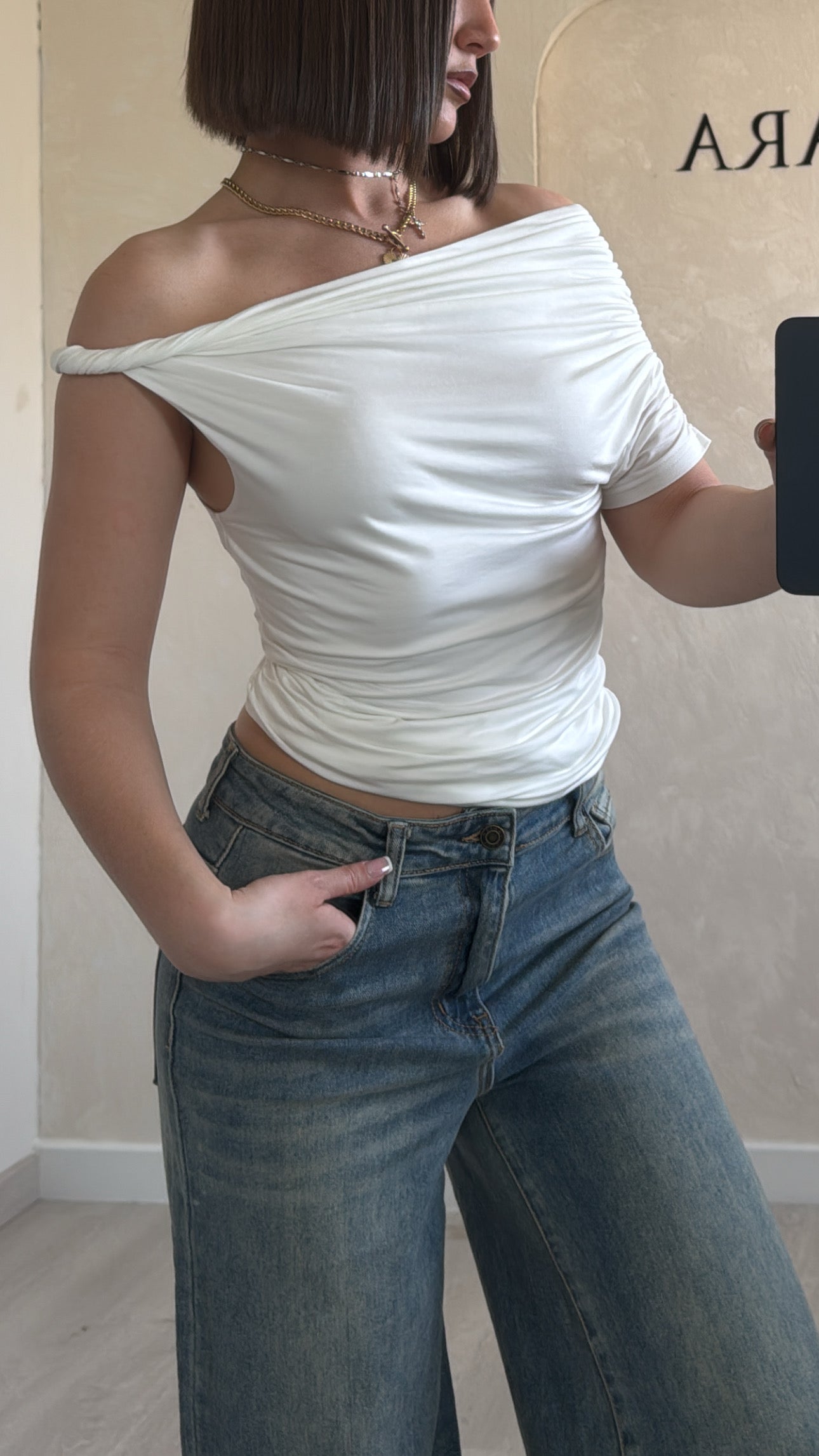 Top asymétrique blanc