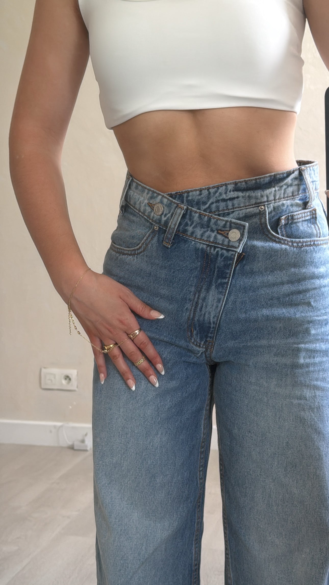 Jean asymétrique bleu