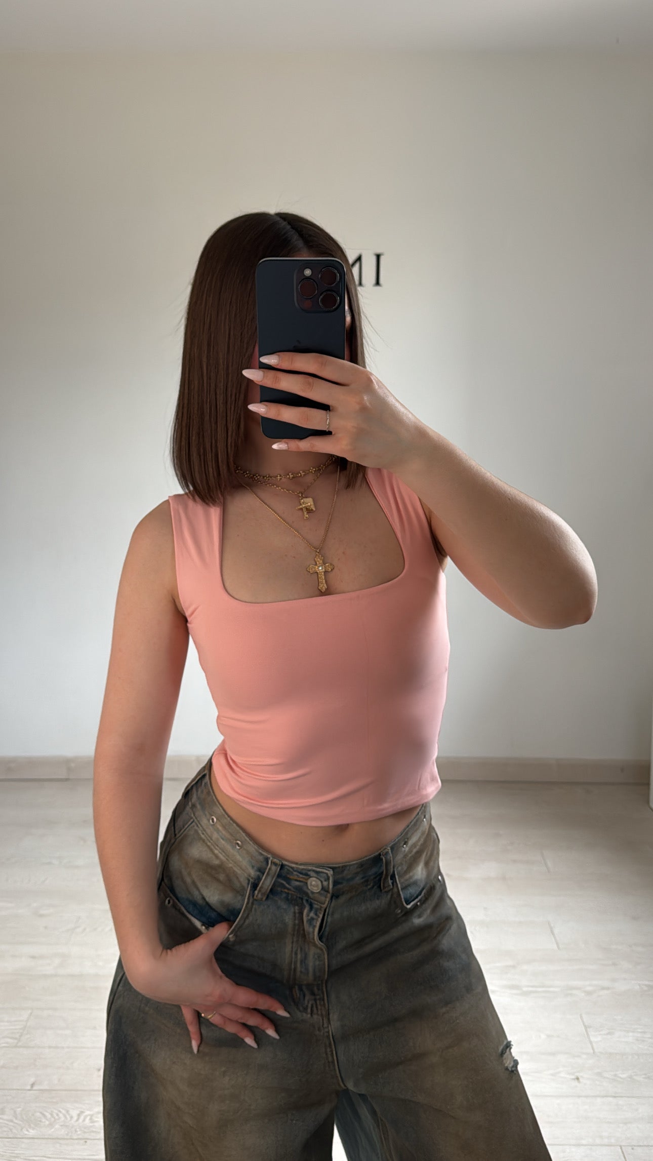 Débardeur col carré - Rose