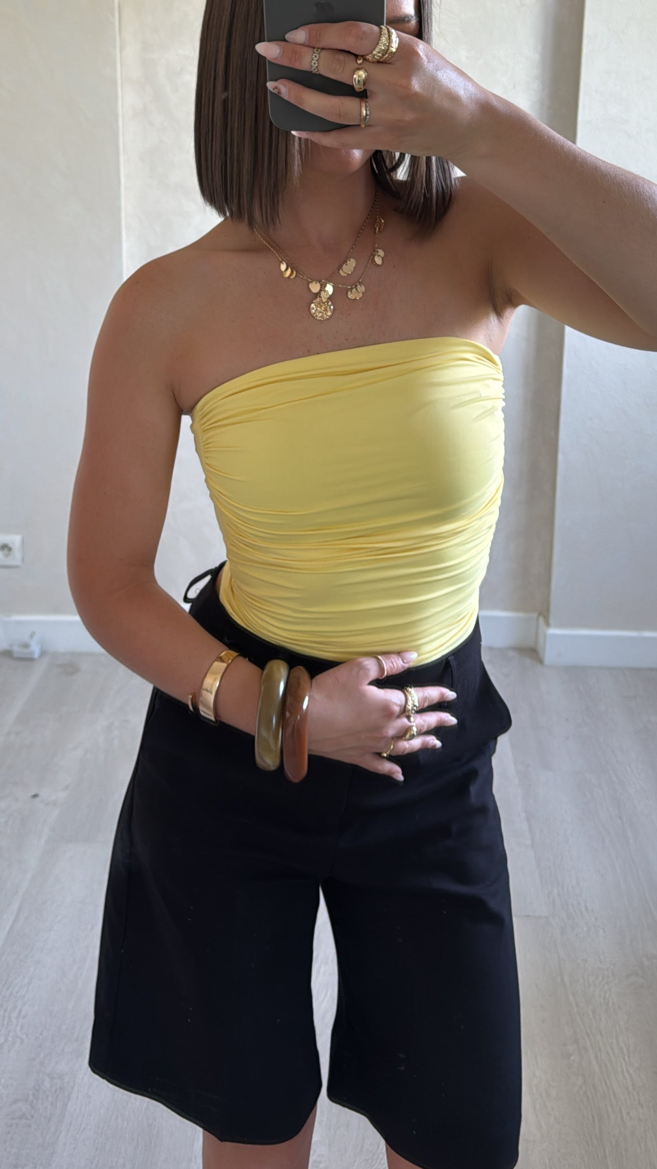 Body bustier drapé jaune
