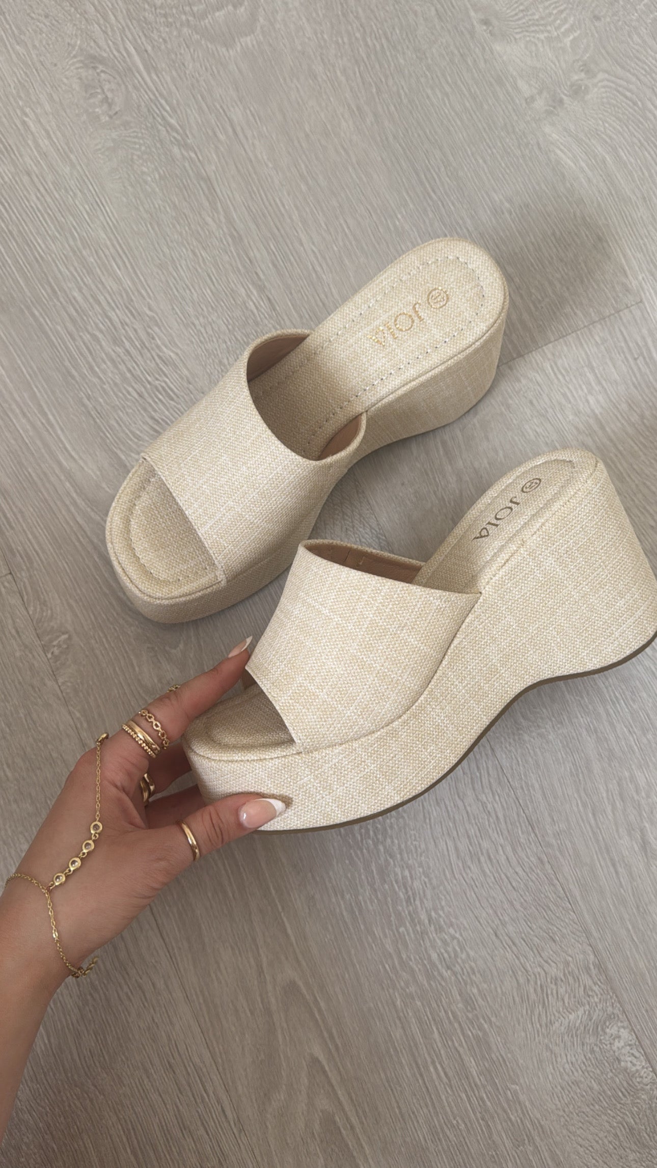 Mule compensée beige