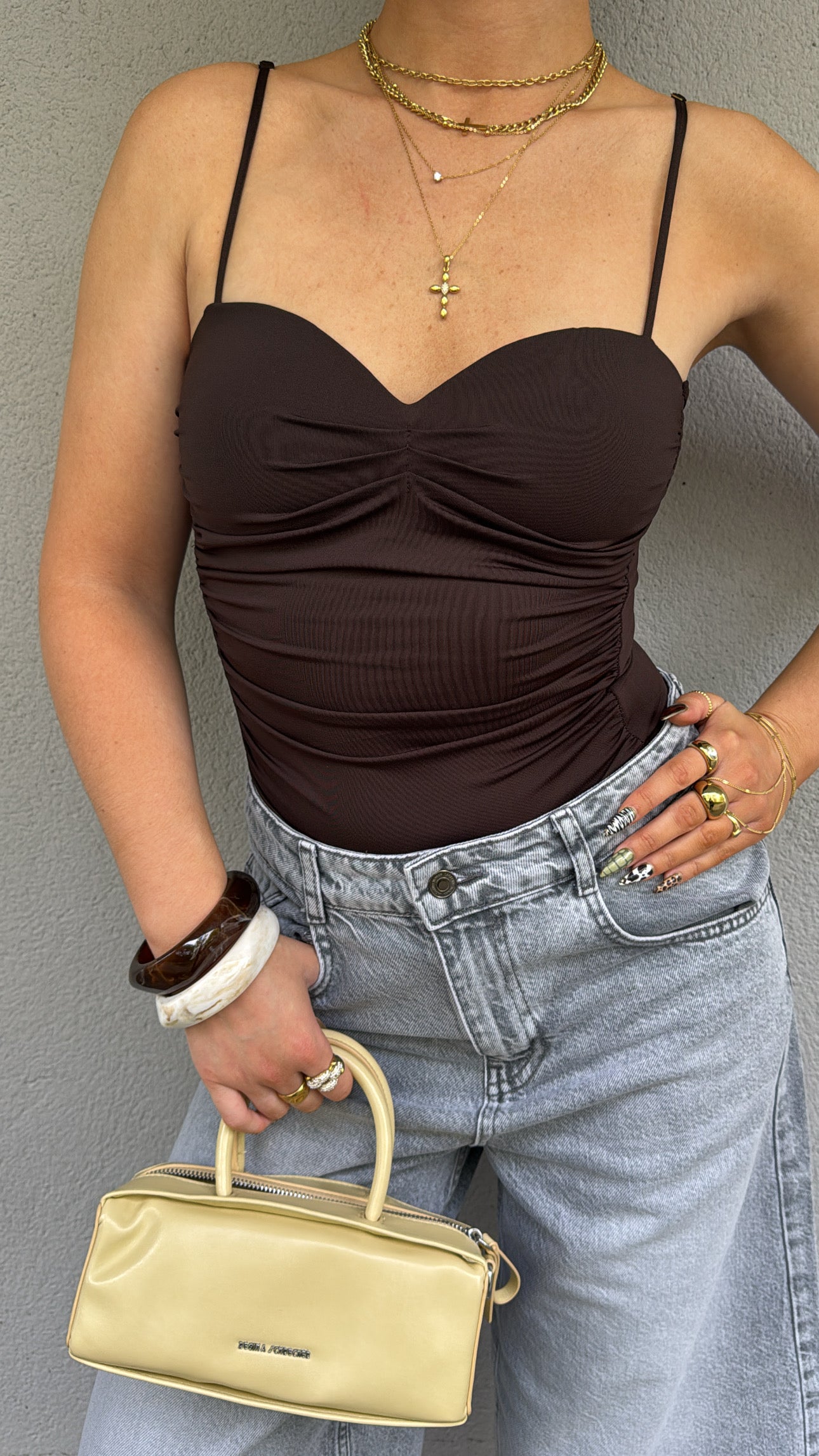 Top drapé - Marron