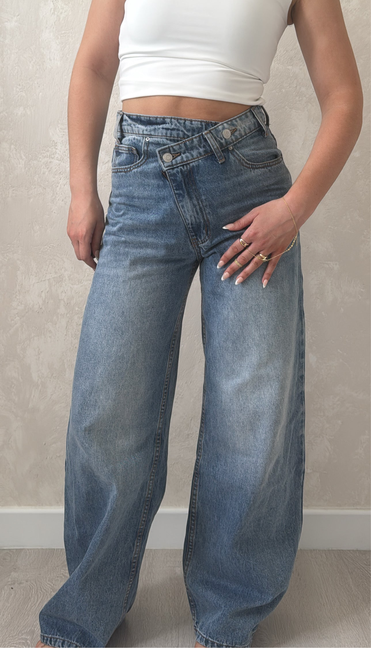 Jean asymétrique bleu