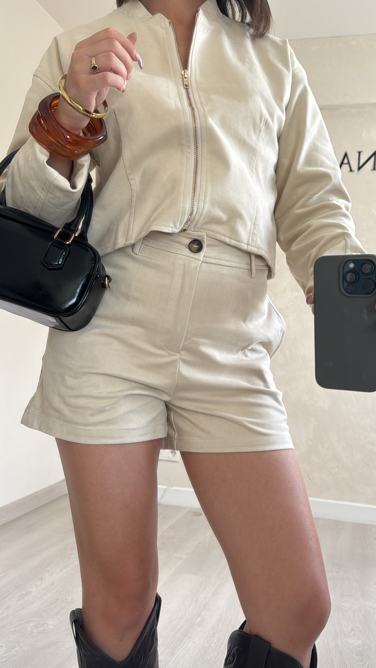 Short en daim - Beige