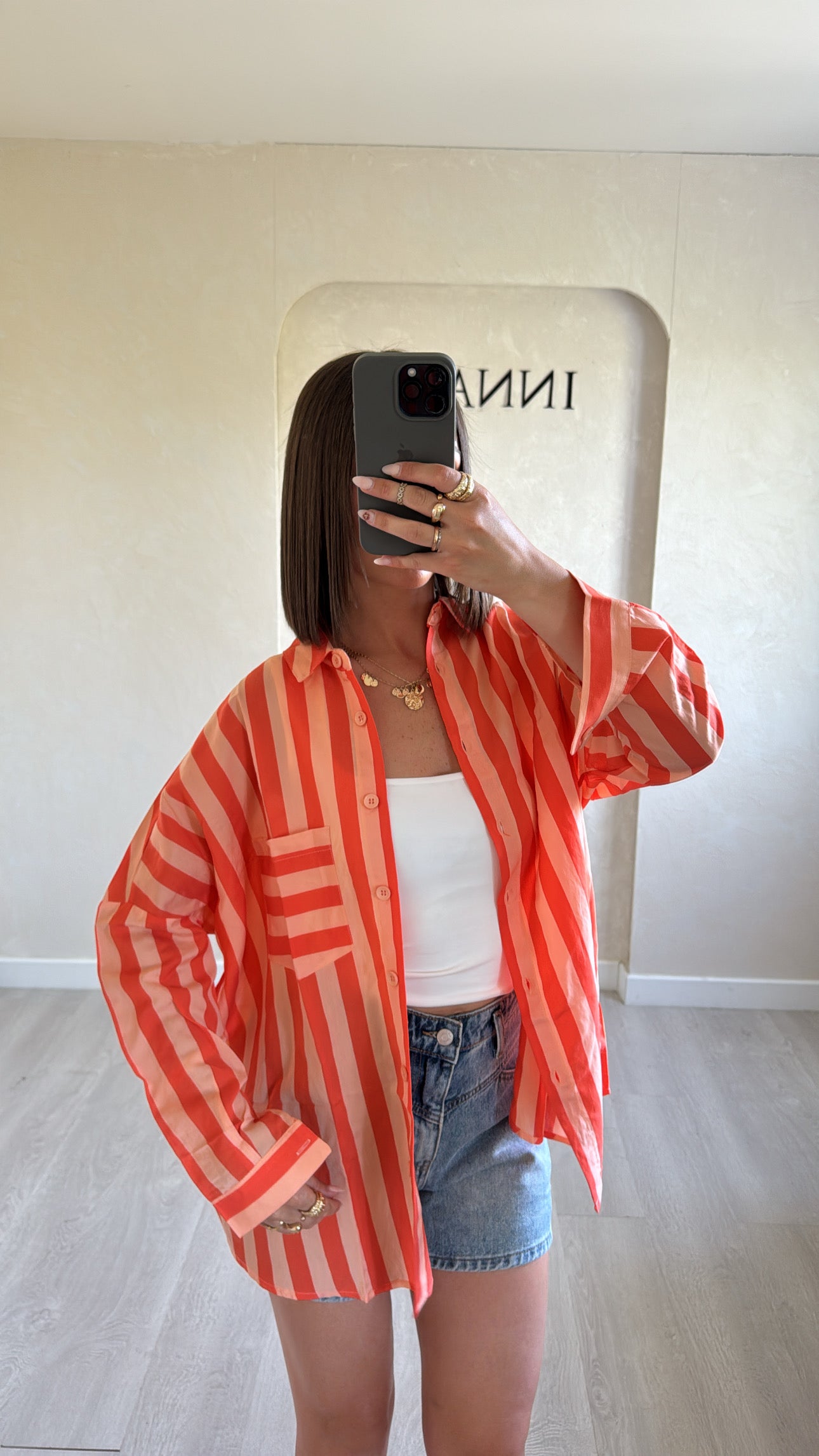 Chemise à rayures - Orange