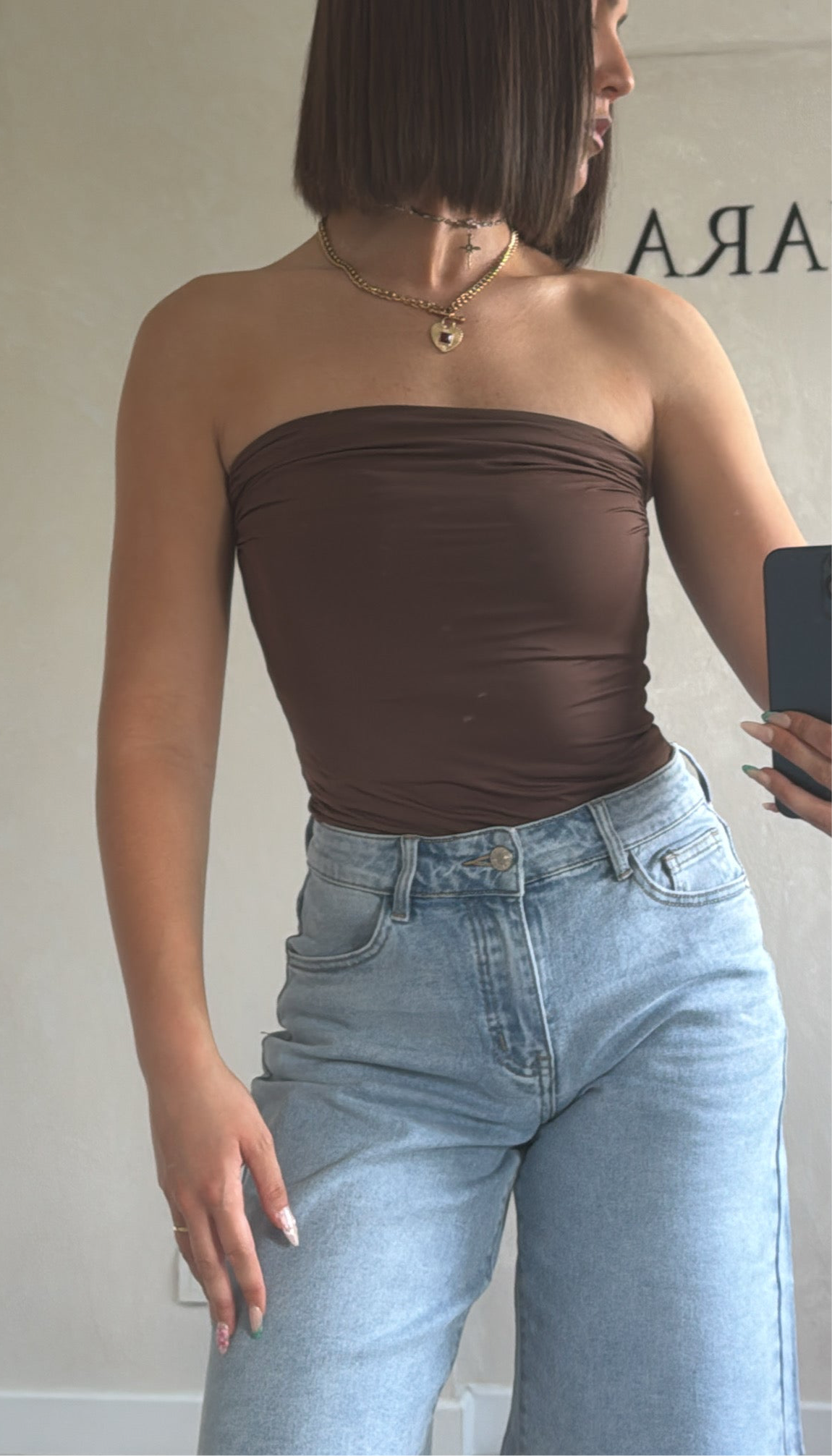 Body bustier drapé marron