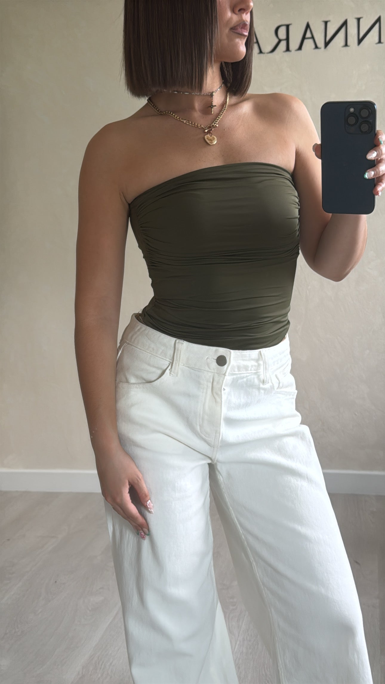 Body bustier drapé kaki
