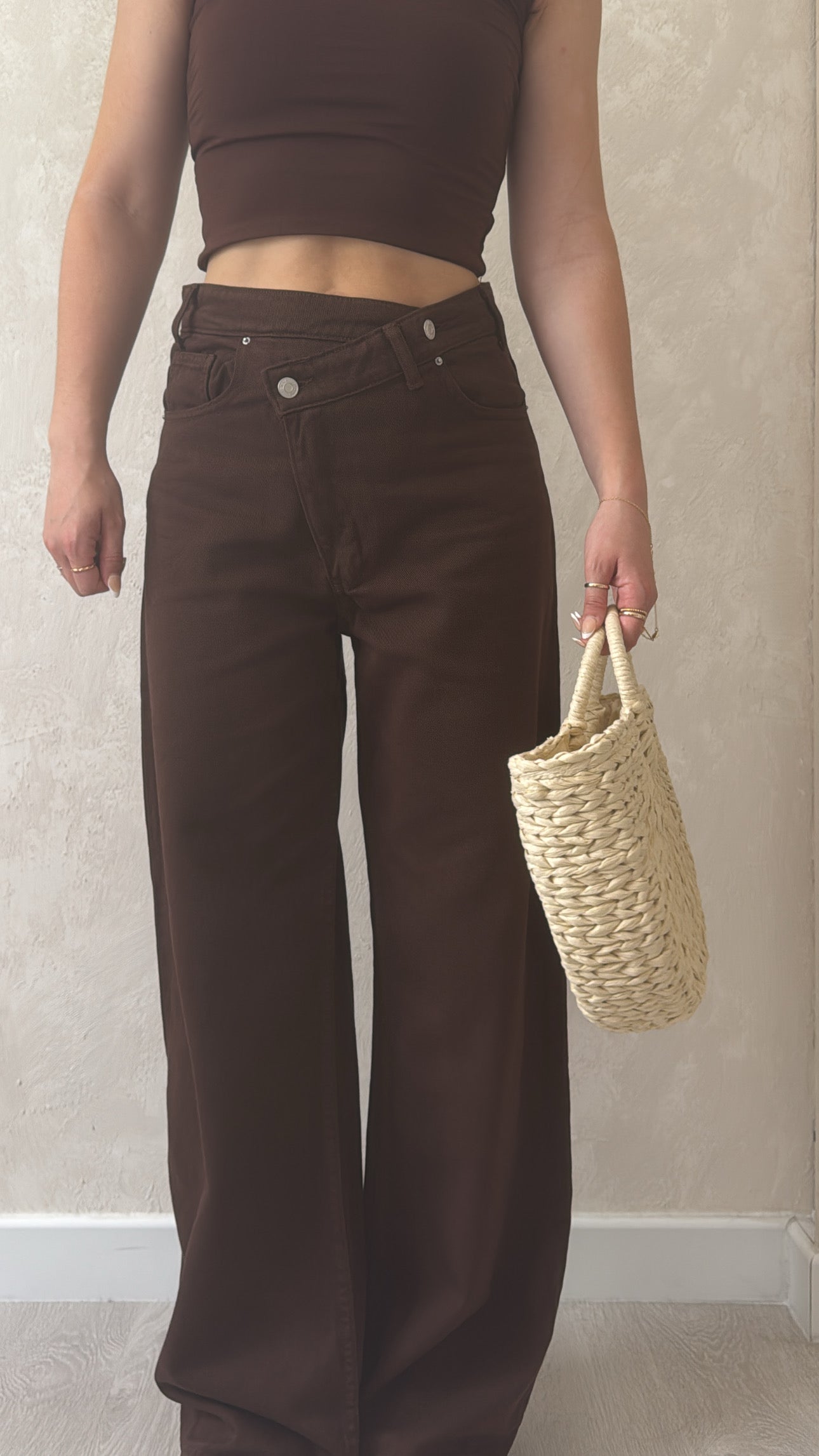 Jean asymétrique marron