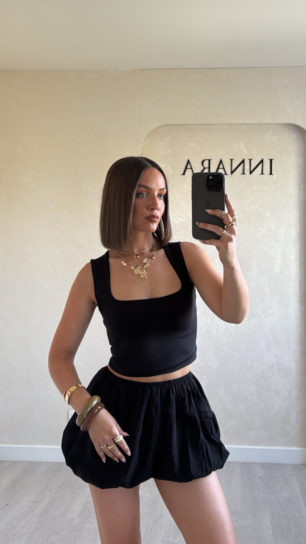 Jupe short ballon - Noir
