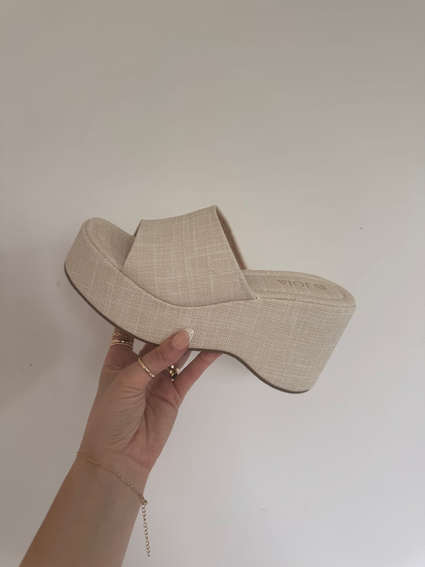 Mule compensée beige