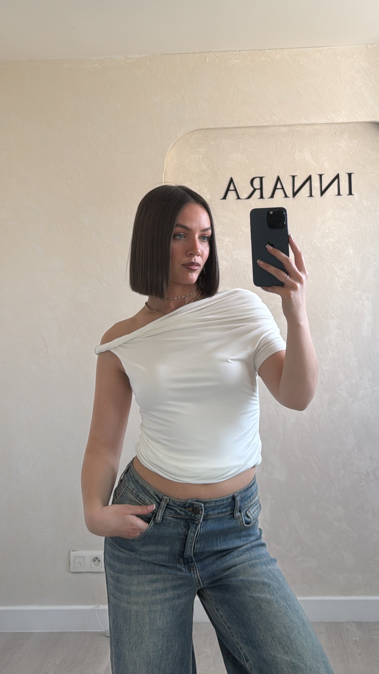 Top asymétrique blanc