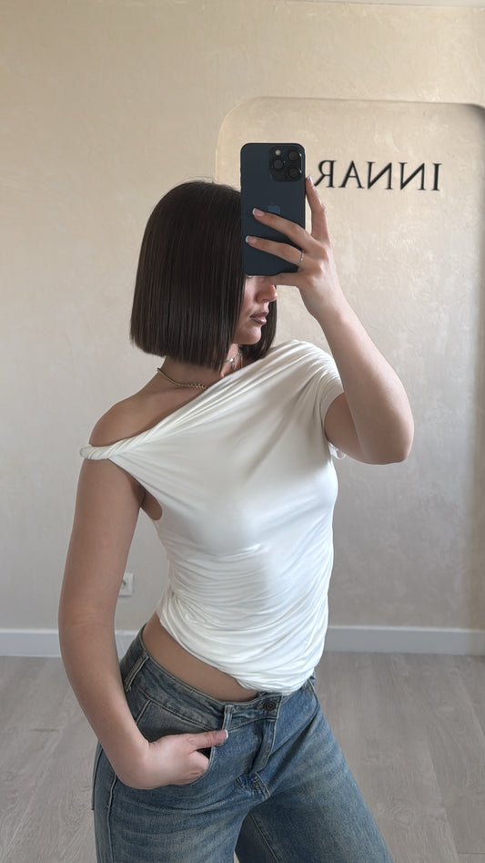 Top asymétrique blanc