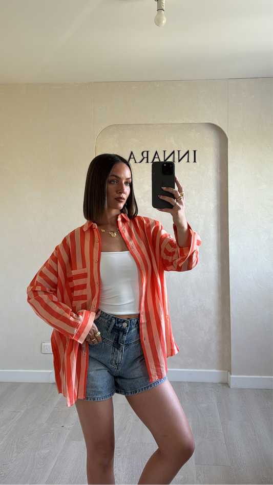 Chemise à rayures - Orange
