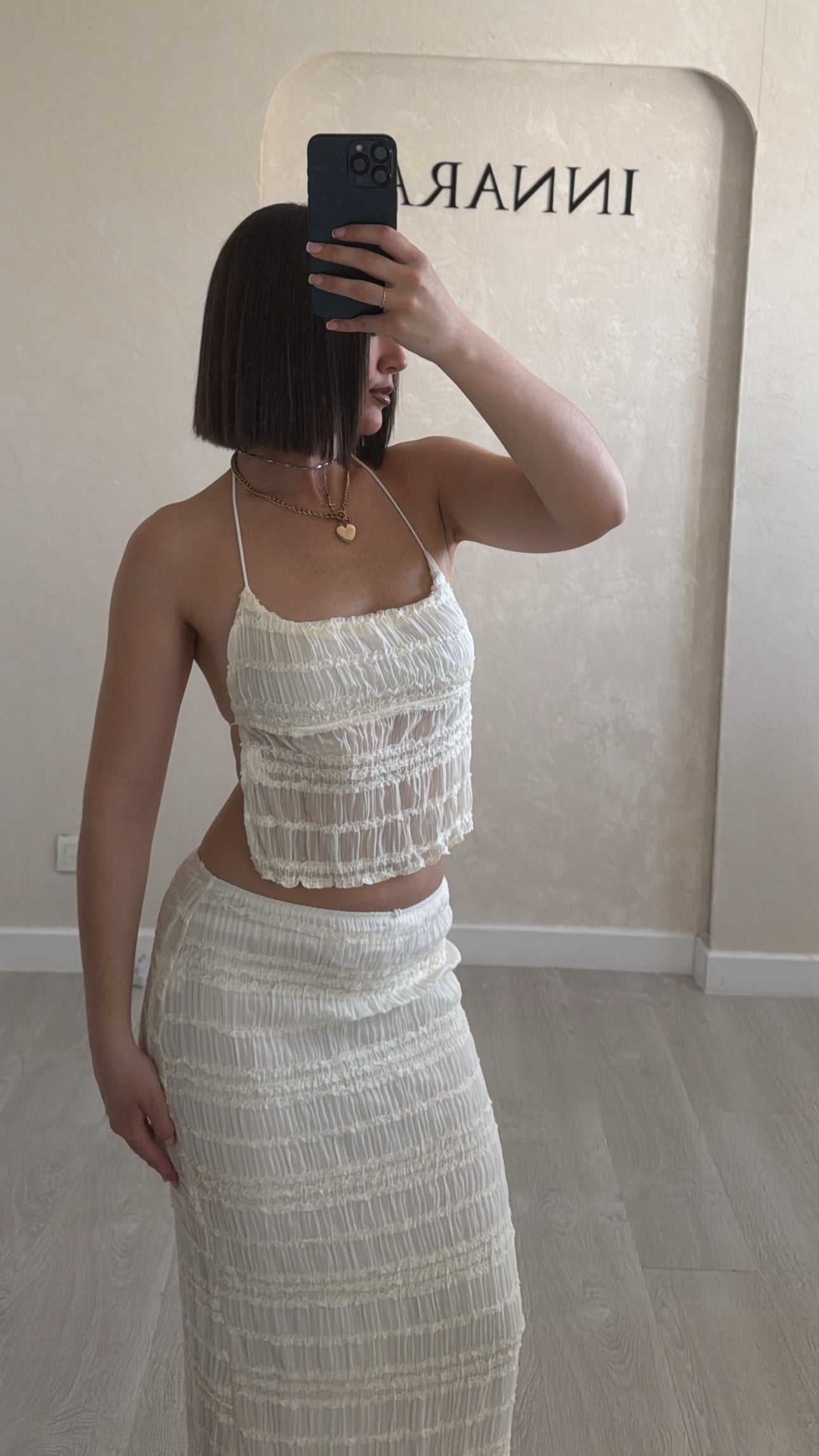Ensemble mesh blanc