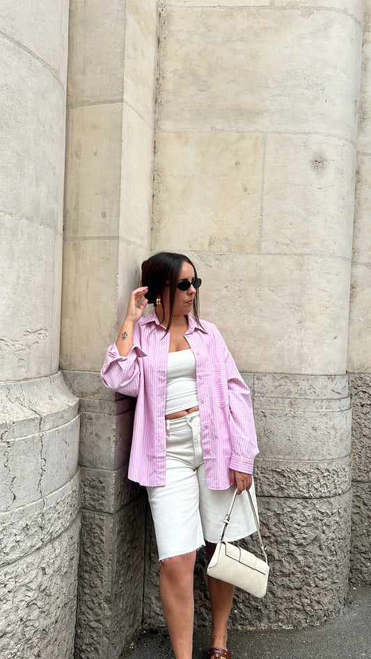 Chemise à rayures - Rose