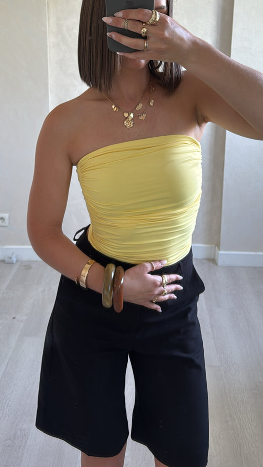 Body bustier drapé jaune