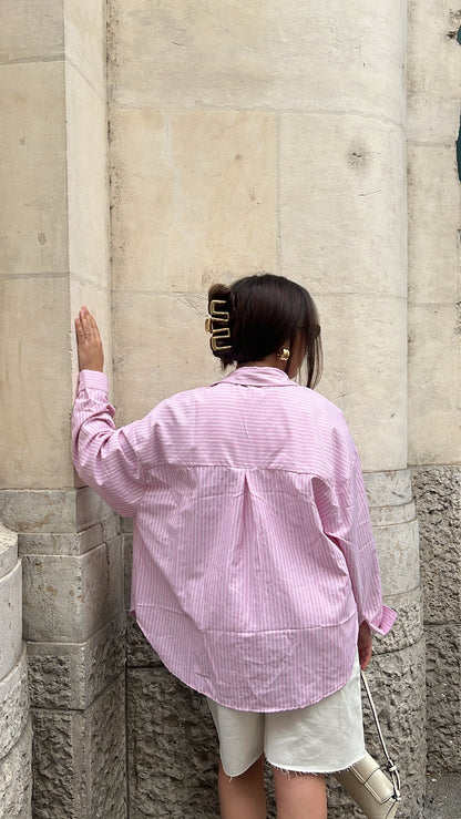 Chemise à rayures - Rose