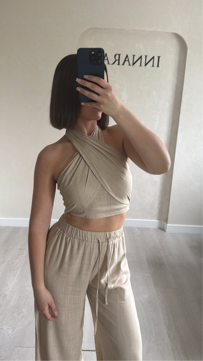 Ensemble croisé beige