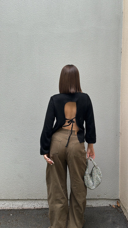 Pull dos nu - Noir
