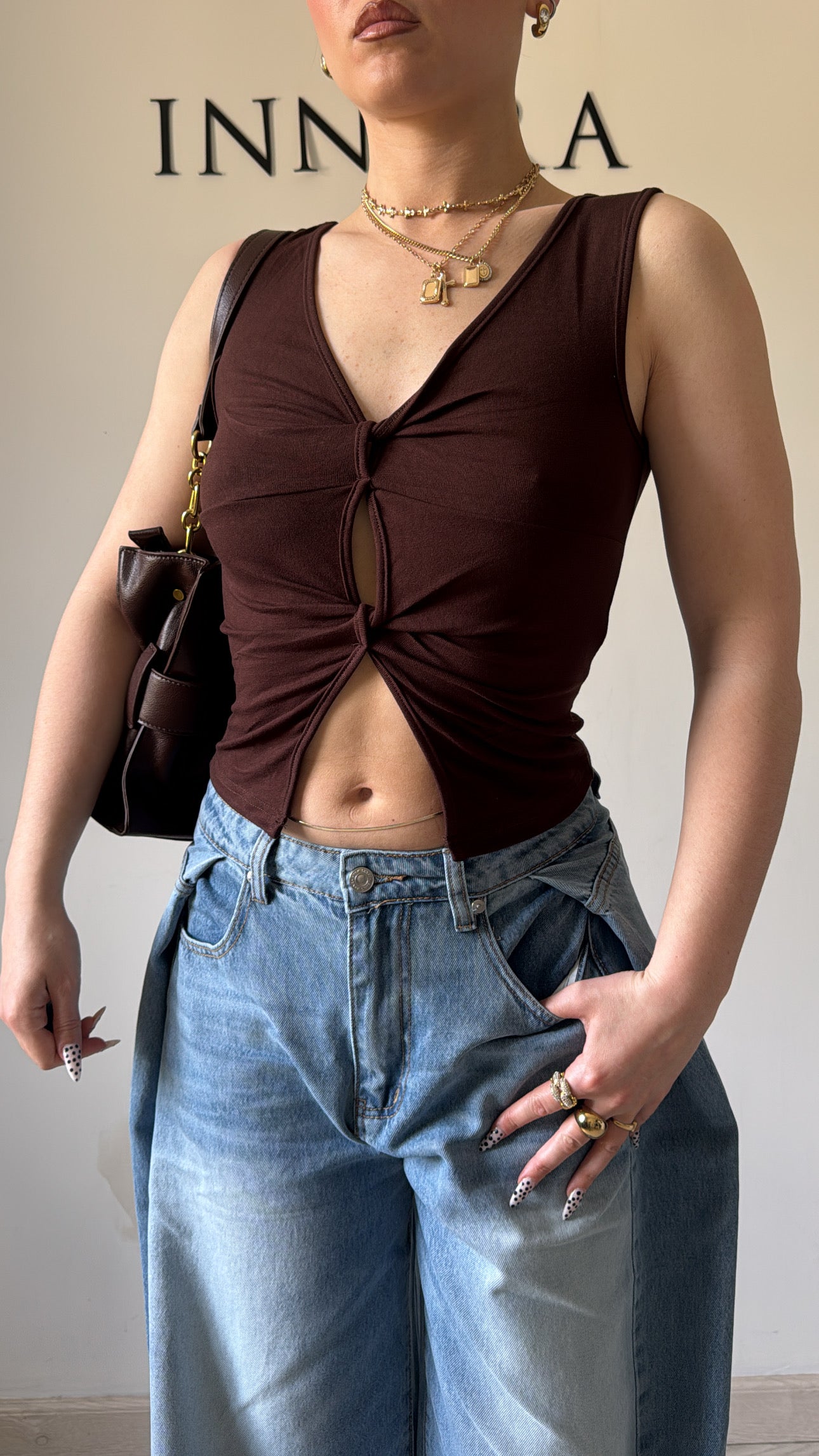 Top twisté - Marron