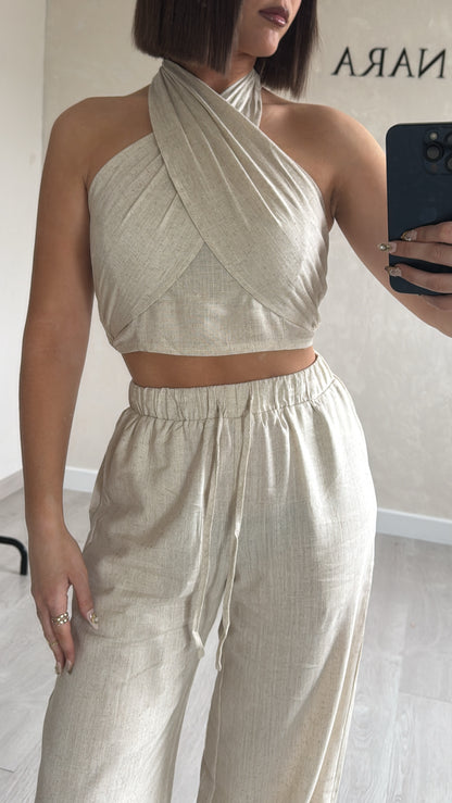Ensemble croisé écru