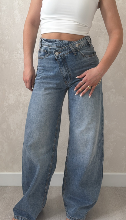 Jean asymétrique bleu