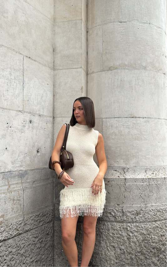 Robe à franges - Écru