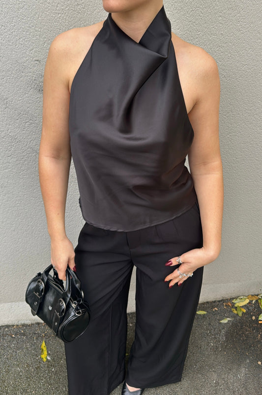 Top satiné - Noir