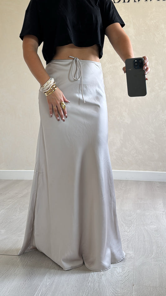 Jupe longue en satin - Beige