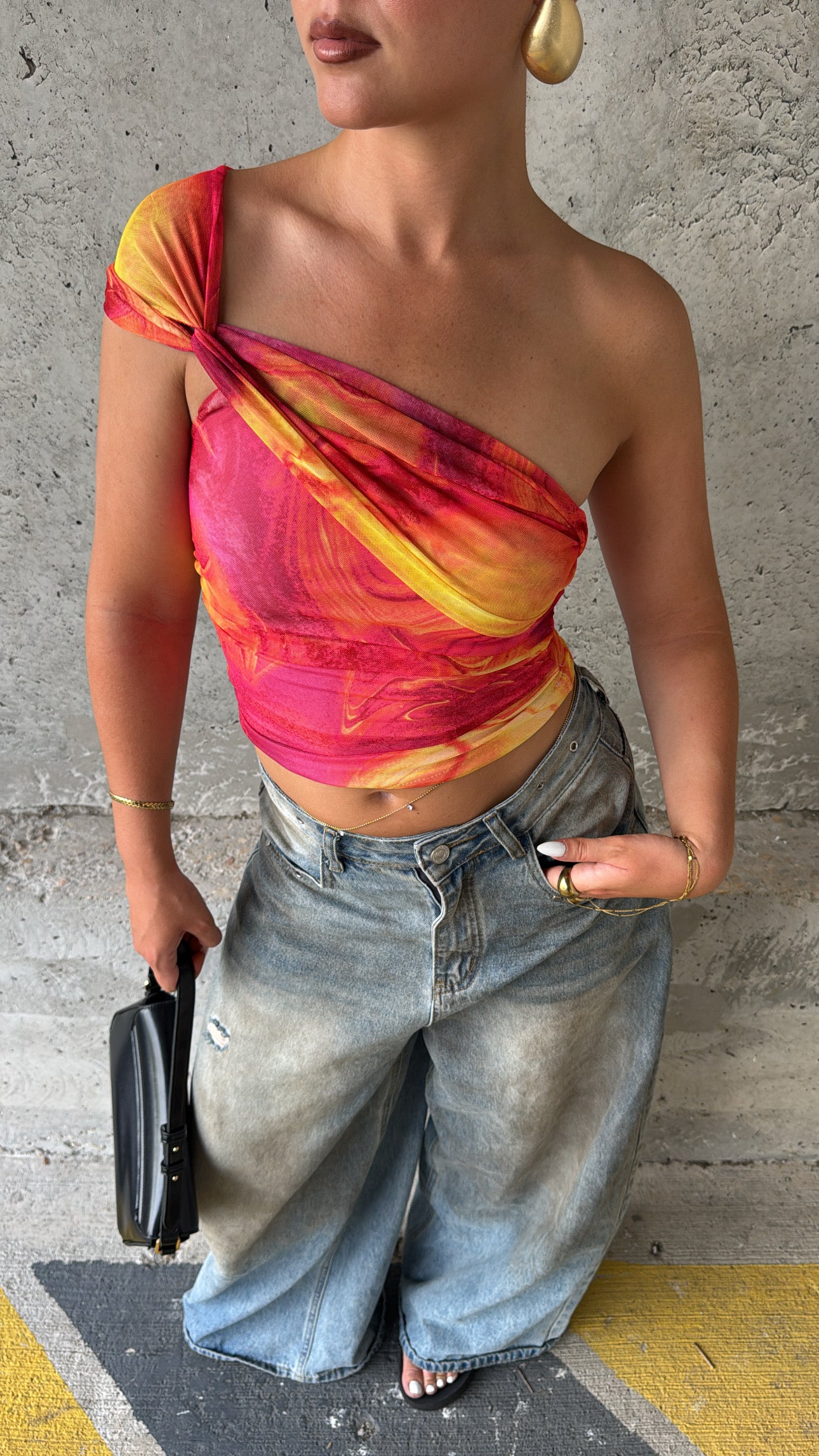 Top asymétrique - Orange