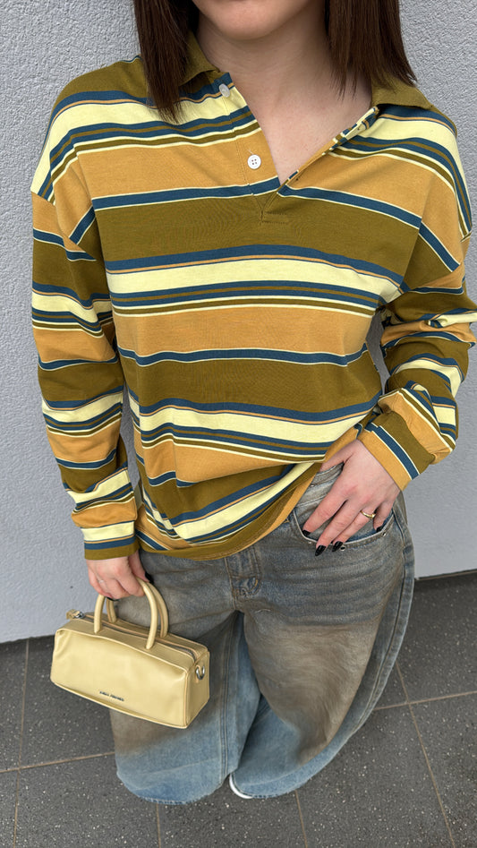 Polo à rayures - Olive