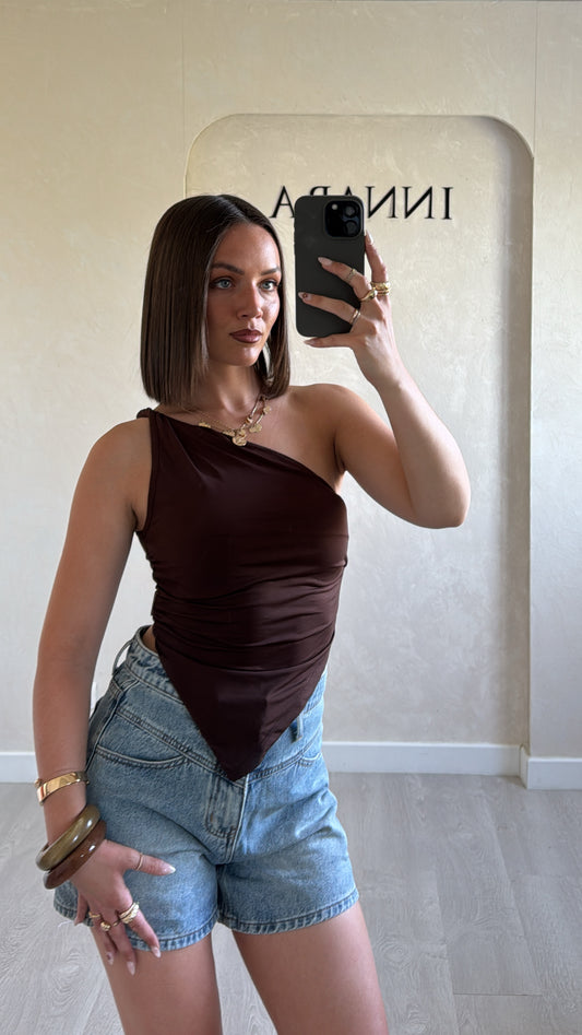 Top asymétrique marron