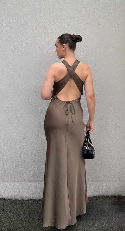 Robe dos nu croisé - Beige