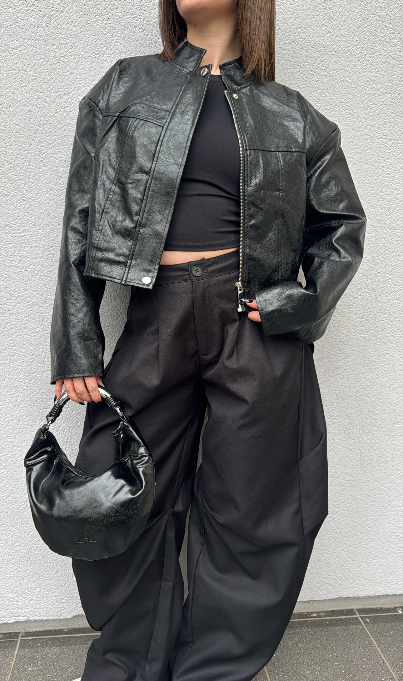 Veste simili-cuir - Noire