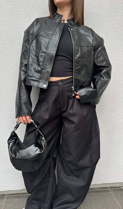 Veste simili-cuir - Noire