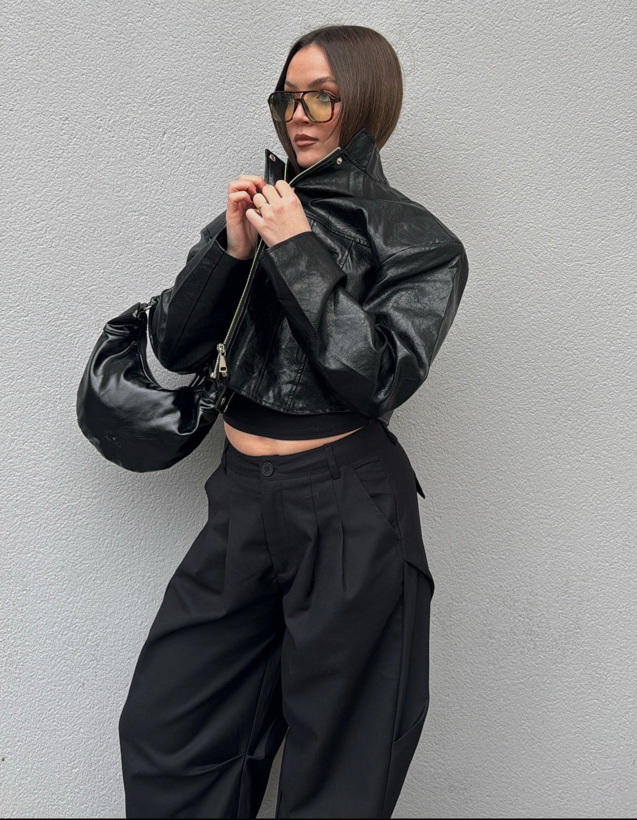 Veste simili-cuir - Noire