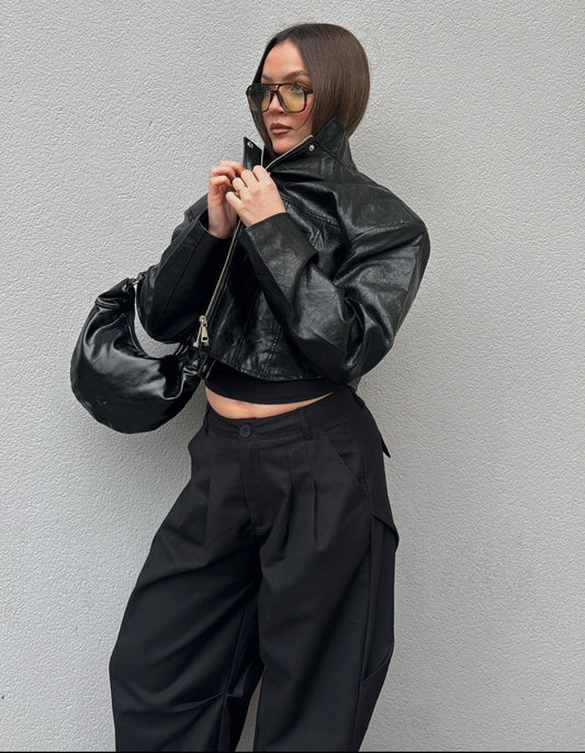 Veste simili-cuir - Noire