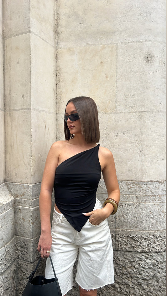Top asymétrique noir