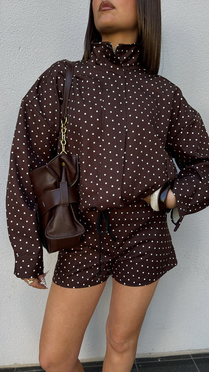 Ensemble short à pois - Marron