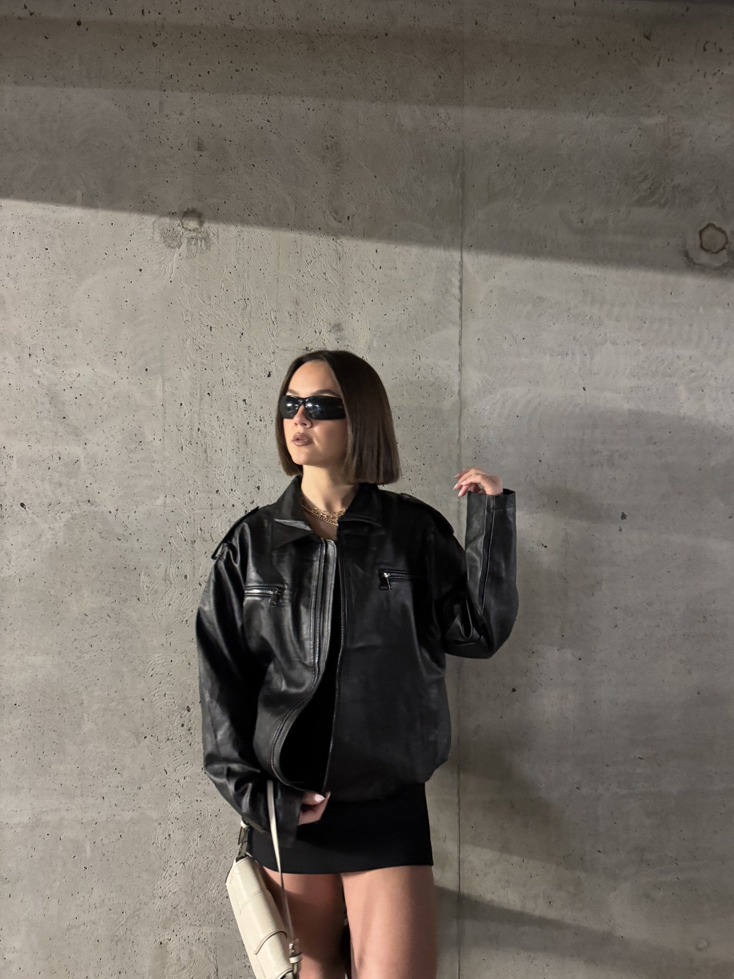 Bomber en simili-cuir
