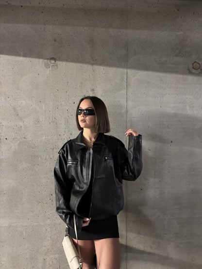 Bomber en simili-cuir