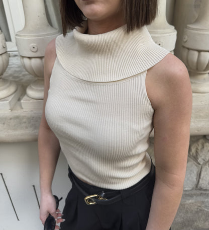 Top beige - Col roulé