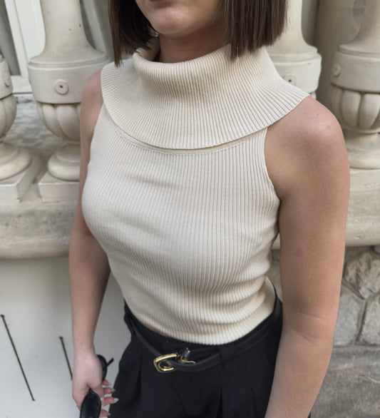 Top beige - Col roulé