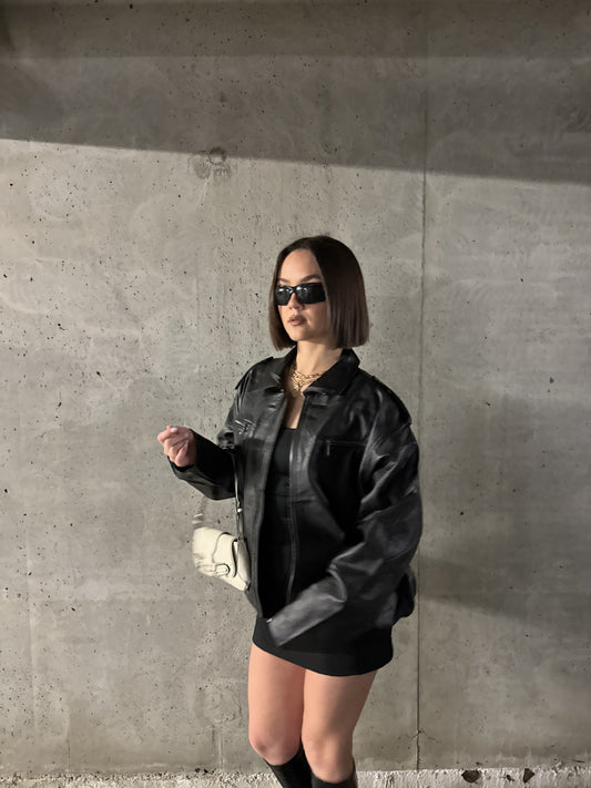 Bomber en simili-cuir